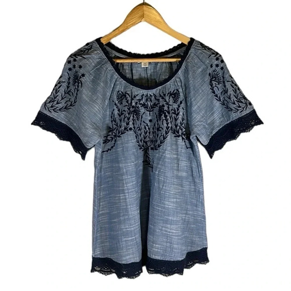 Sundance Embroidered Peasant Blouse Size XS Boho Travel Vacation Summer Casual - Picture 1 of 6